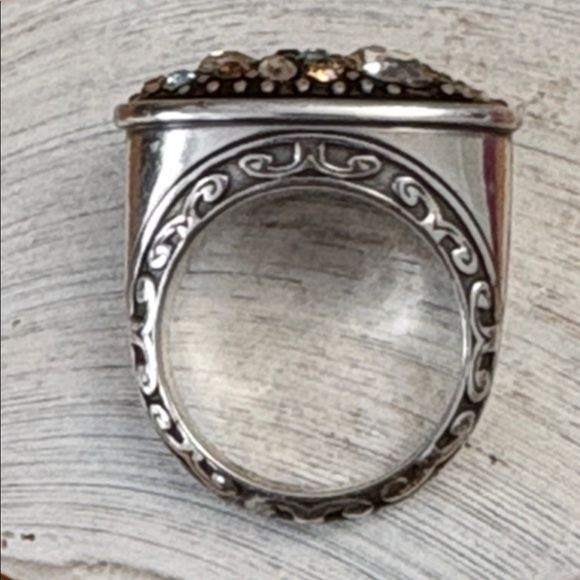 Brighton Crystal Voyage Swarovski Cocktail Ring Size 7.75 Silver Plated EUC - Picture 13 of 13